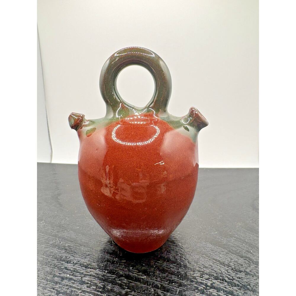 Vintage Redware Pottery Jug Vase 4.5" Marked Cuea Miniature HTF